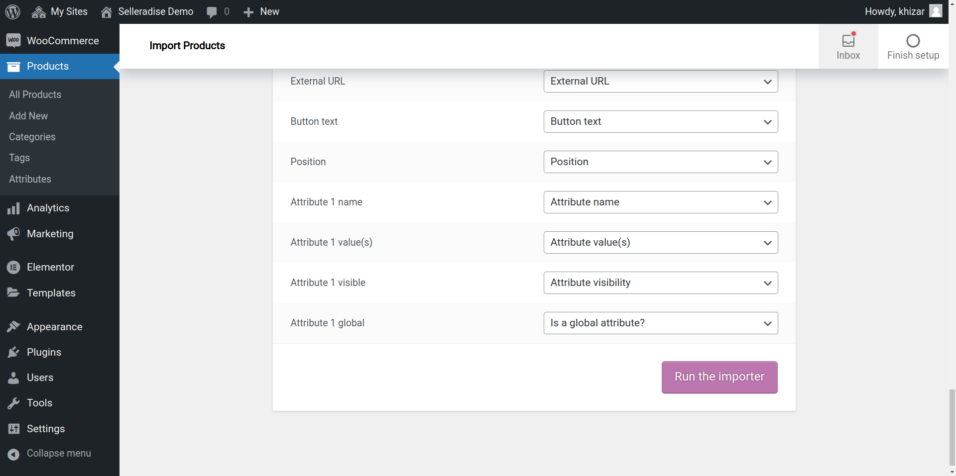 Click on run importer