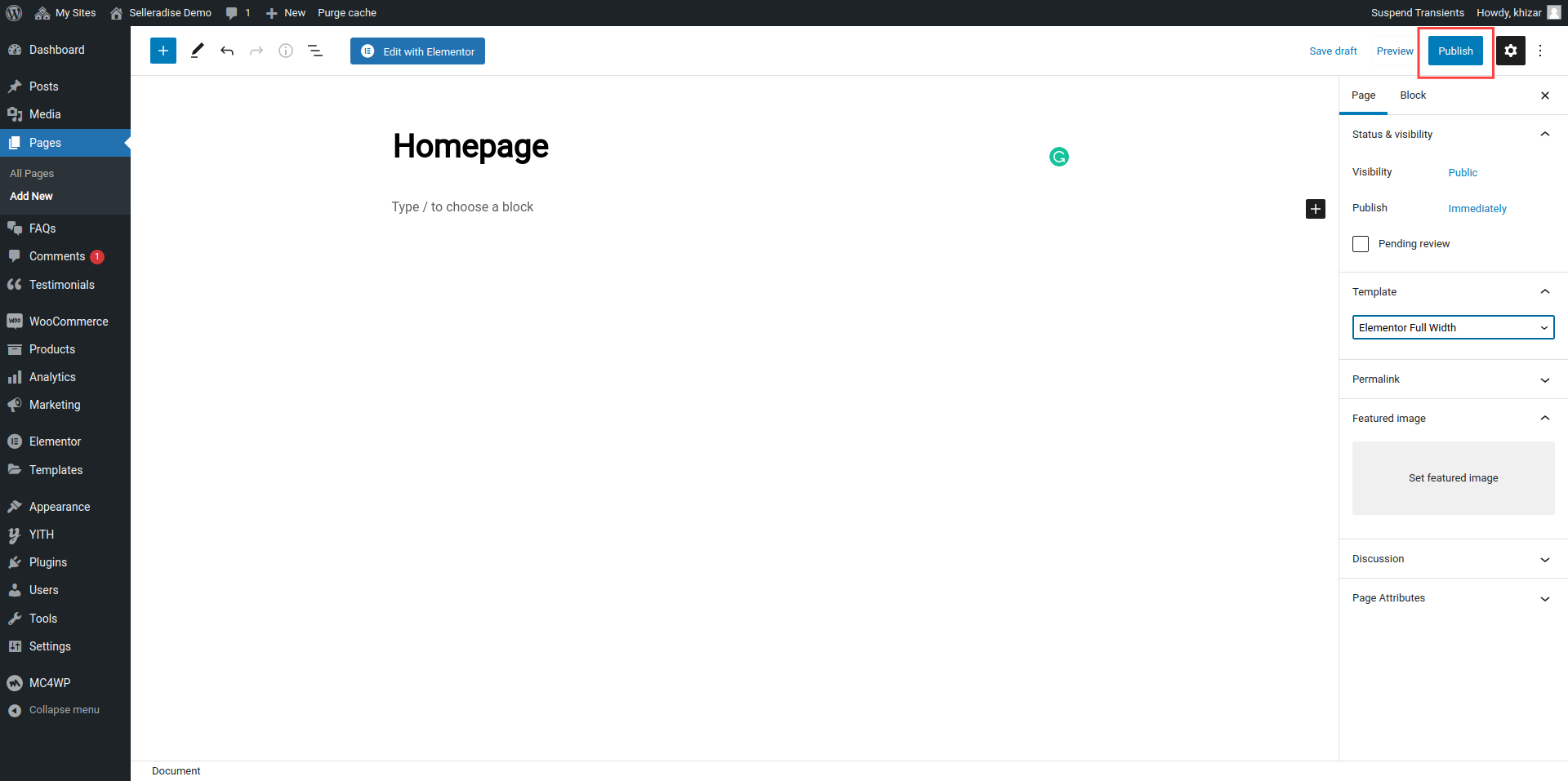 Publish the page